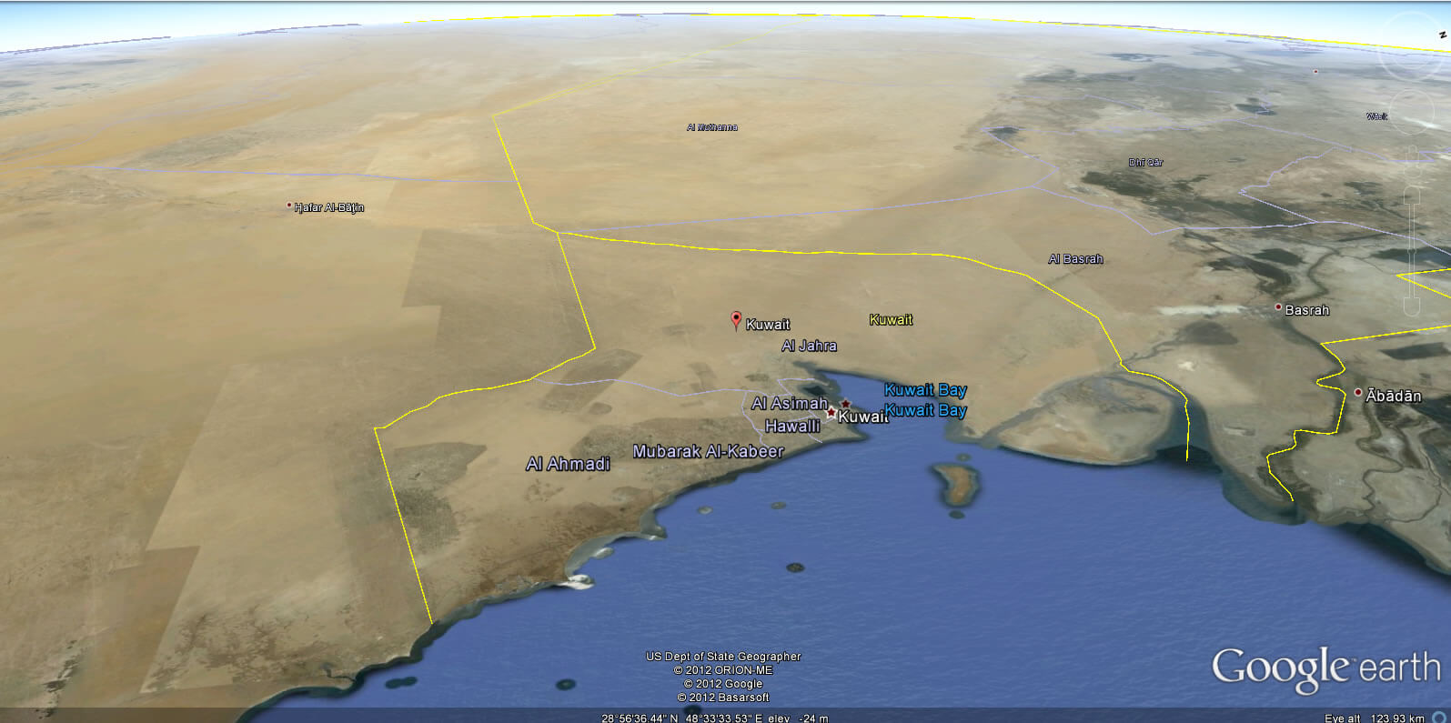 Kuwait erde karte